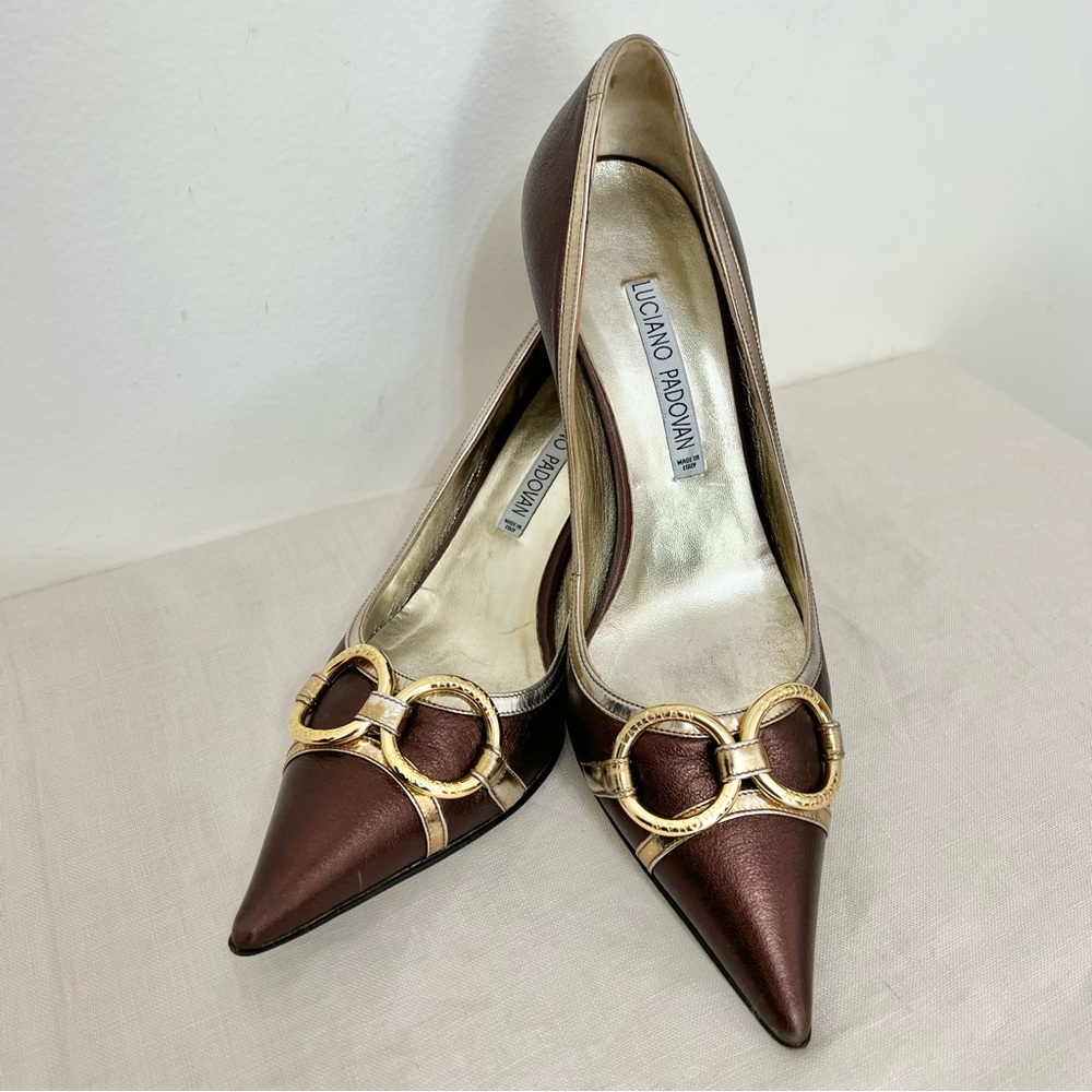 Vintage Luciano Padovan Bronze Heels Classy Luxury